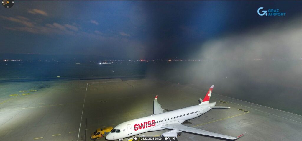 Swiss Flugzeug Airport Graz