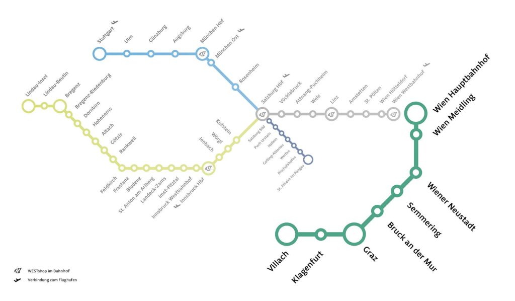 Westbahn Streckennetz 2026